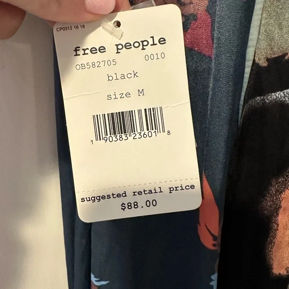 Free people black/blue floral size medium dress - Picture 5 of 6